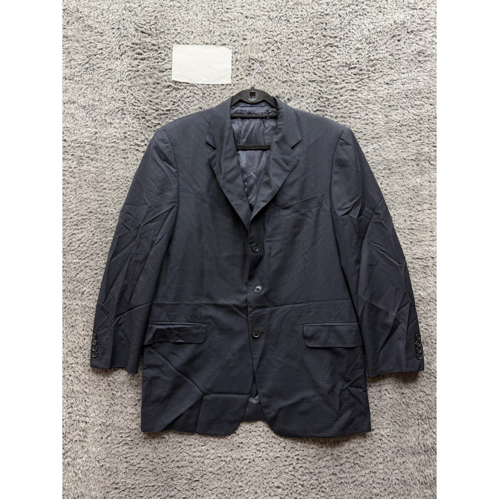 Ermenegildo Zegna Single-Breasted Wool Suit Blazer Jacket Black Mens Size 52R